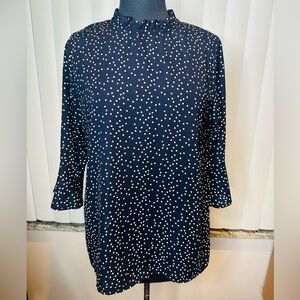 Les Amis Navy Polka Dot Women's Tunic Top Size Medium